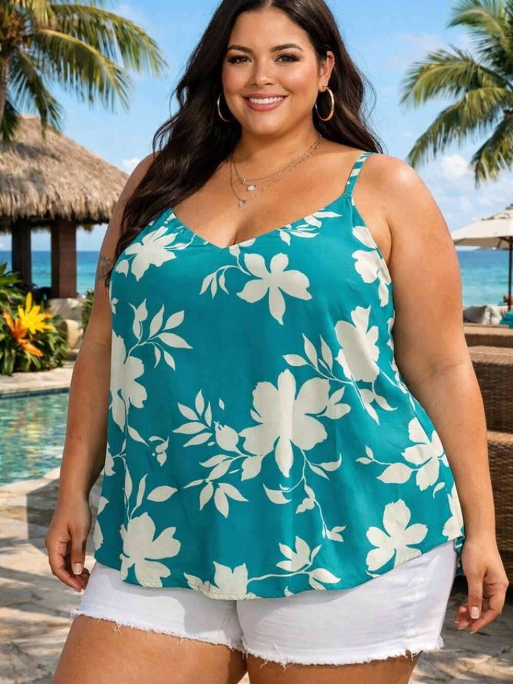 Torrid’s Sophie Chiffon Swing Cami Teal Shadow Floral NWT Sz 5X (28)